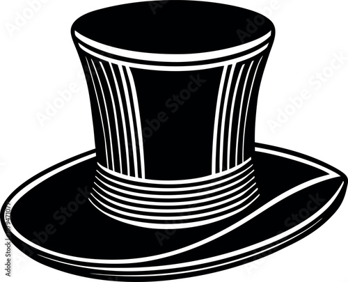 Vector art of black top hat with ribbon detail