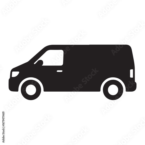 Van silhouette black and white vector icon