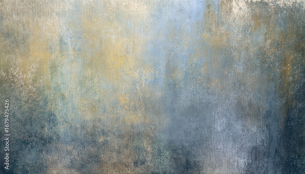 Fototapeta premium muted blue gray abstract textured canvas with golden brush strokes for modern wall art background or digital design texture