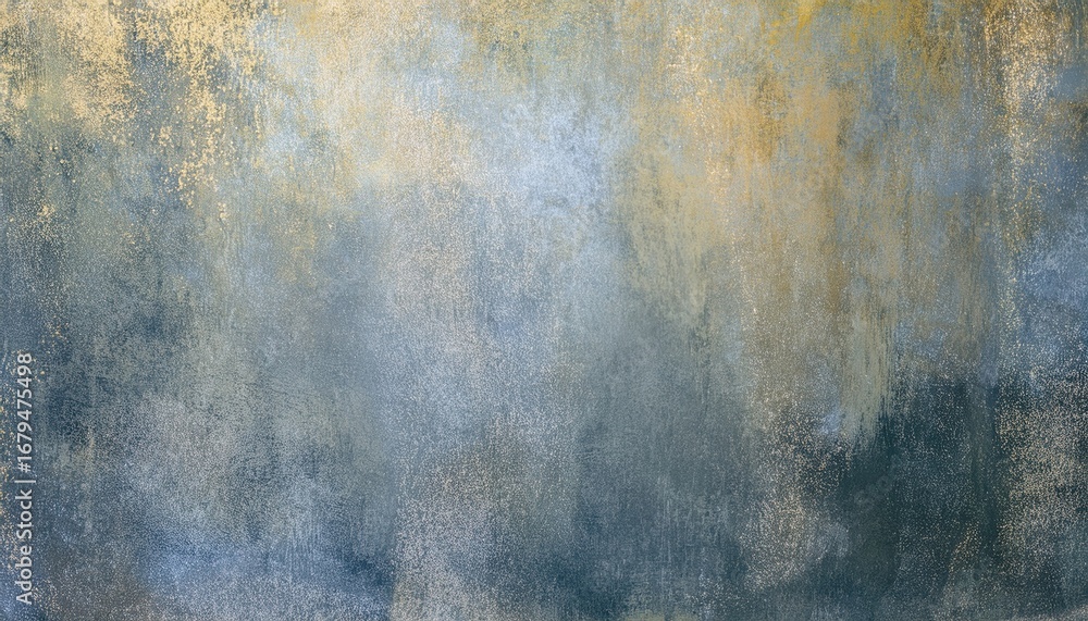 Obraz premium muted blue gray abstract textured canvas with golden brush strokes for modern wall art background or digital design texture
