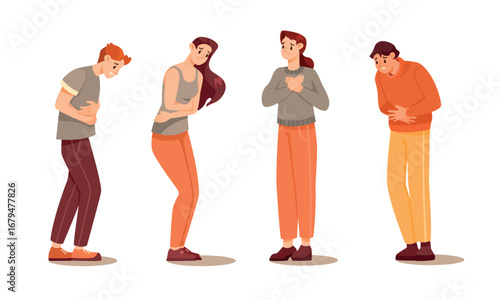 Expressions of Discomfort Unique Illustrations Depicting People Experiencing Pain