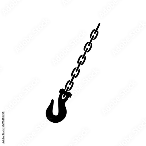 Chain Hook Svg, Industrial Hook Svg, Heavy Duty Chain Svg, Tow Hook Svg, Construction Tool Svg, Black Silhouette Svg, Svg Files for Cricut