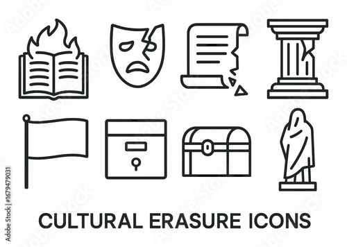 Cultural erasure symbols: icons of literature, art, heritage, and identity loss