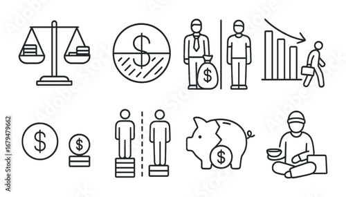 Conceptual illustration of economic inequality and wealth distribution