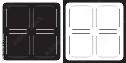 Digital voltage meter line and inverse icon. Minimalist illustration of a digital voltage meter device, showing both light and dark theme line art for technical or educational use.

