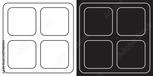 Digital voltage meter line and inverse icon. Minimalist illustration of a digital voltage meter device, showing both light and dark theme line art for technical or educational use.

