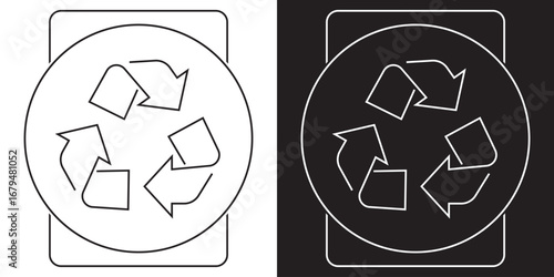 Digital voltage meter line and inverse icon. Minimalist illustration of a digital voltage meter device, showing both light and dark theme line art for technical or educational use.


