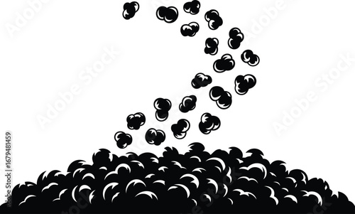 Black beans falling and piling up