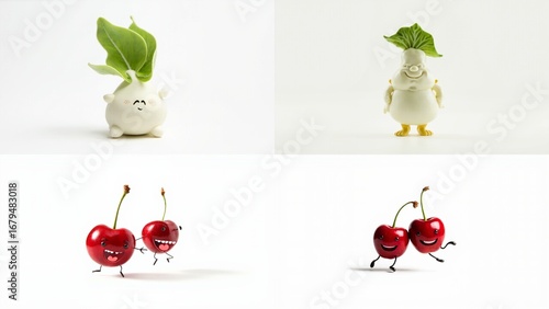 A group of four small figuris cher and background gesture elements depth layers illustration design creative emotion backgrounds motion movement style figure expression composition