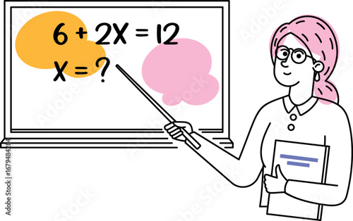 School teacher at blackboard vector illustration