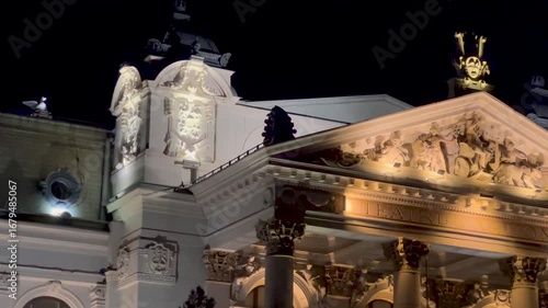 Vasile Alecsandri Theater at Night – Illuminated Landmark in Iași