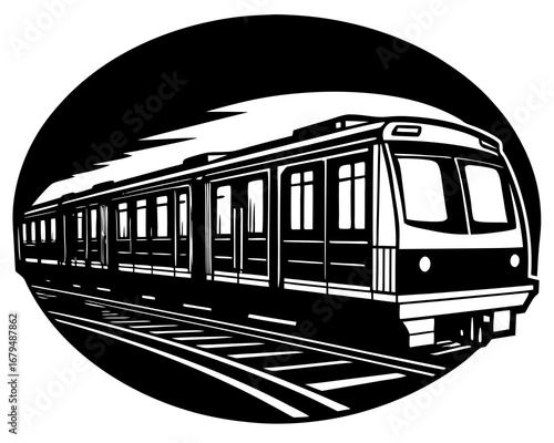 Black Silhouette Subway Train Art for Urban Decor