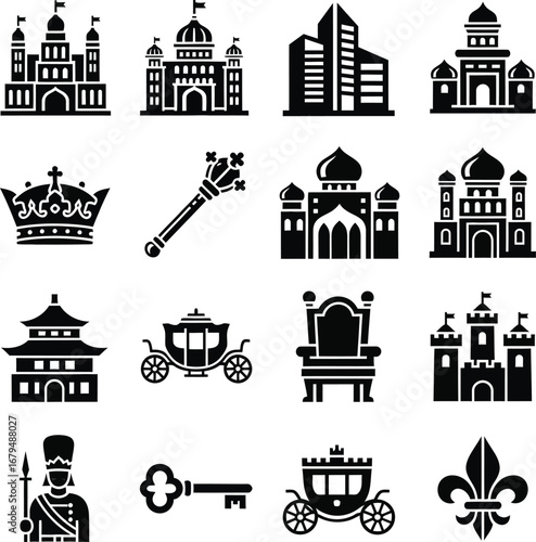 Space exploration icons featuring rockets astronauts rovers and planets