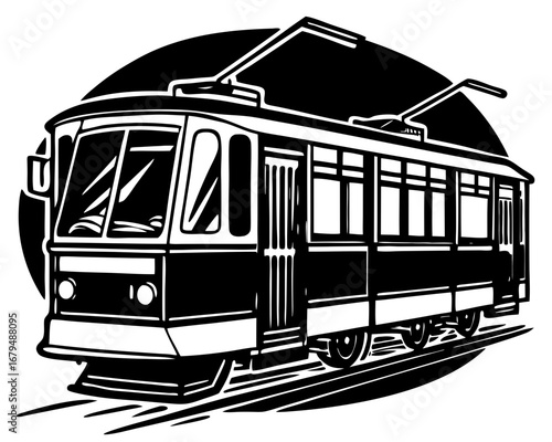 Classic Electric Tram Illustration