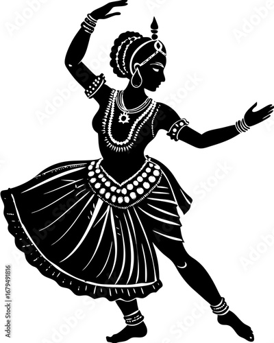 Graceful Indian Classical Dancer Silhouette