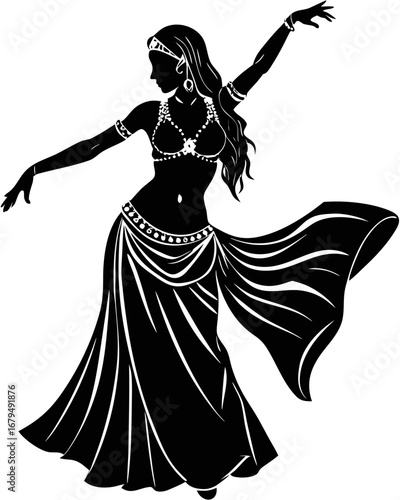 Graceful Belly Dancer Silhouette