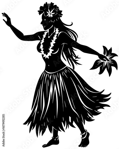 Elegant Hawaiian Hula Dancer Silhouette