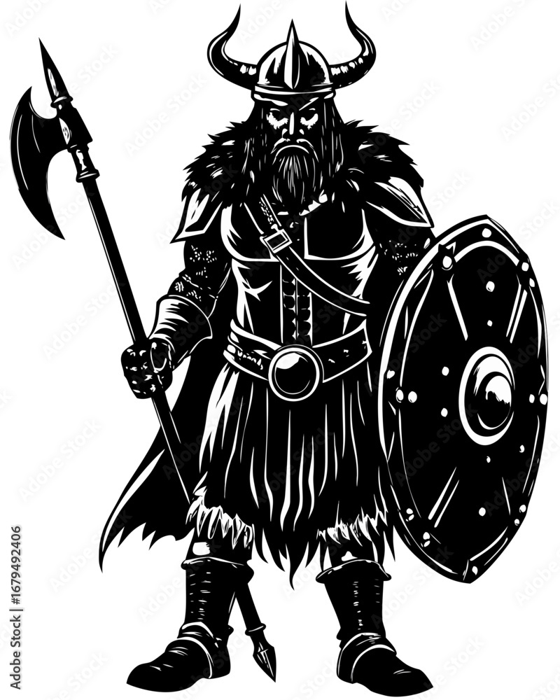 Naklejka premium Fierce Viking Warrior Silhouette
