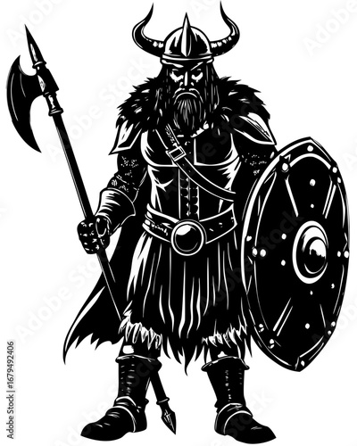 Fierce Viking Warrior Silhouette
