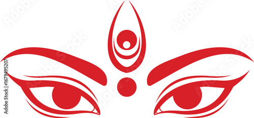 Illustration of Durga Maa's eyes isolated on white background for the puja festival