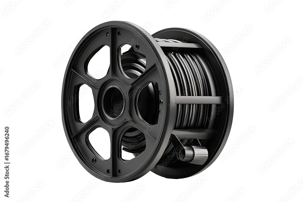 Obraz premium Dark gray reel holding coiled cable