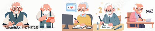 vector of grandfather writing