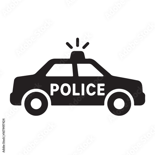 Police-car silhouette black and white vector icon
