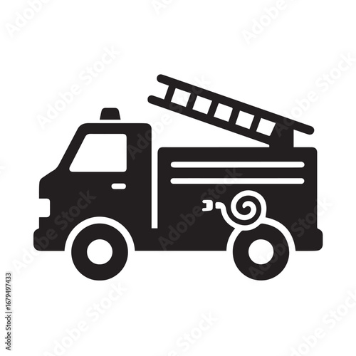 Fire-truck silhouette black and white vector icon