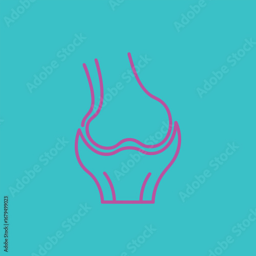Abstract representation of a knee joint on a vibrant blue background, illustrating anatomy for educational purposes