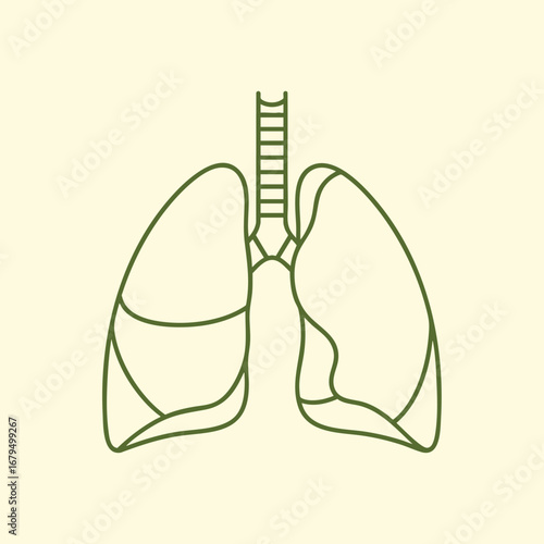 Illustration of human lungs in a minimalist style, showcasing the organ's structure against a soft beige background