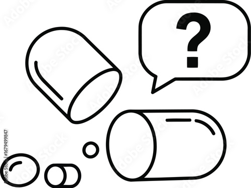 Open capsule question mark bubble medical mystery