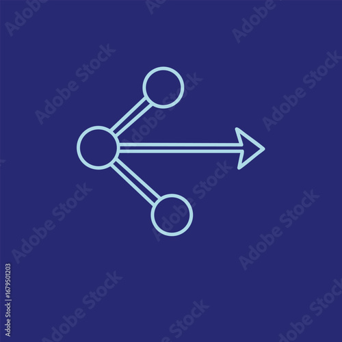 Abstract illustration of a blue network connection with nodes and arrows symbolizing data sharing and communication
