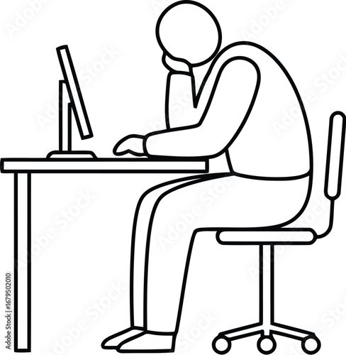 Overworked office worker slumped at desk
