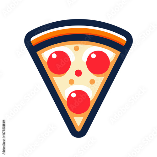 Colorful vector illustration of a pizza slice with toppings on a transparent background