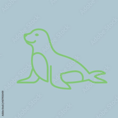 Playful seal illustration with a light blue background, showcasing its joyful demeanor and relaxed pose