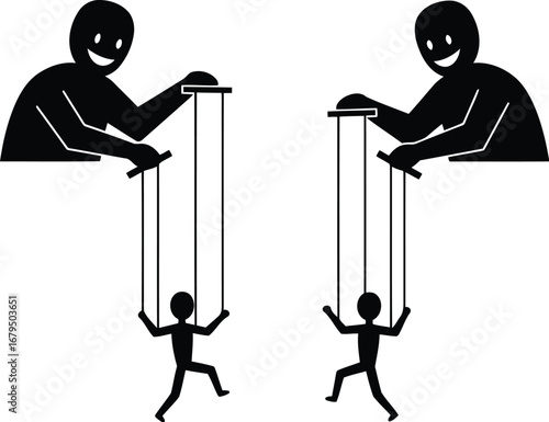 Puppet masters controlling tiny figures