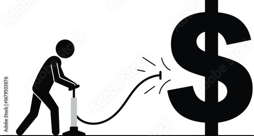 Pumping up money business growth inflation concept