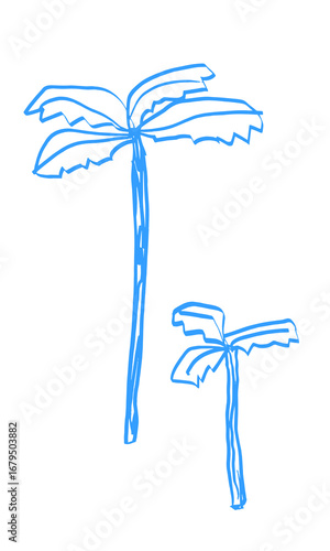 Simple hand drawn palm trees vector illustration