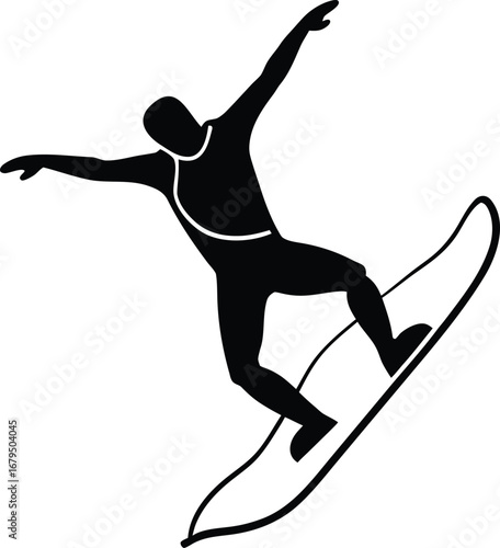 Silhouette of a snowboarder performing a trick on a snowboard