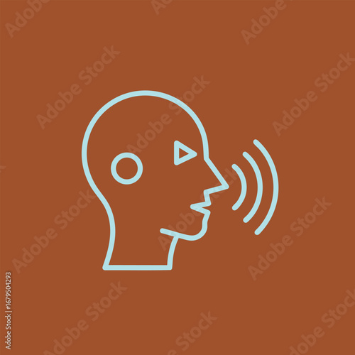 Abstract illustration of a human head with sound waves, symbolizing communication and creativity against a warm background