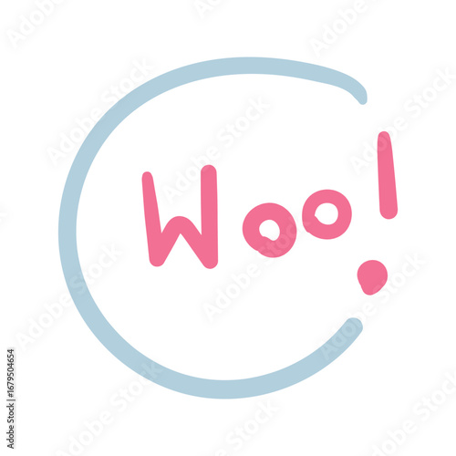 Hand drawn woo text element icon flat style vector illustration design