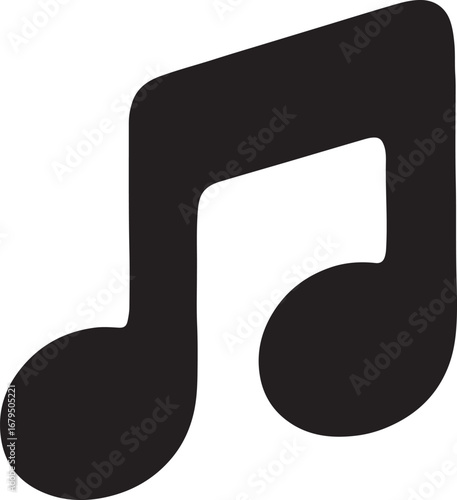 Single musical note icon for music and audio themes in black and white isolated against a blank background ideal for design