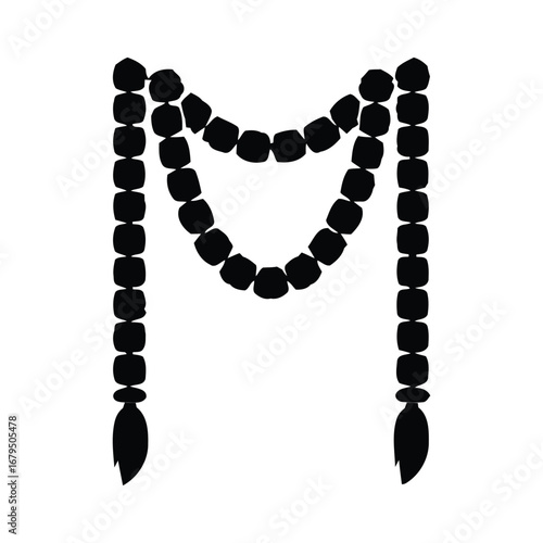 Black beaded garland with tassels beads decorative