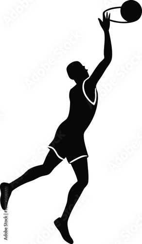 Basketball player silhouette dunking a ball