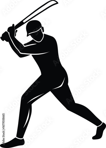 Silhouette of a baseball player swinging a bat