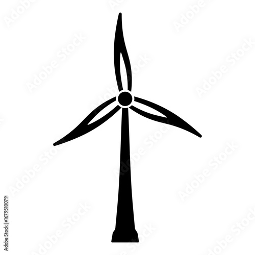 black wind turbine icon without background.