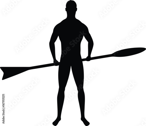 Silhouette of a person holding a paddle