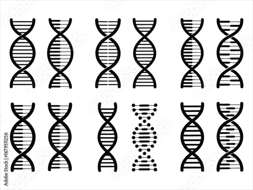 D N A helix icons molecule science