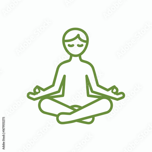 Minimalist illustration of a person meditating in a serene environment, promoting mindfulness and relaxation techniques
