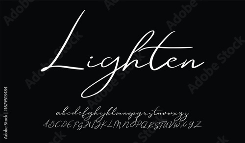 Lighten Signature Branding Font. Elegant Script Signature Font for Wedding Invitations, Business Branding, and Fashion Projects . vector illustration 
